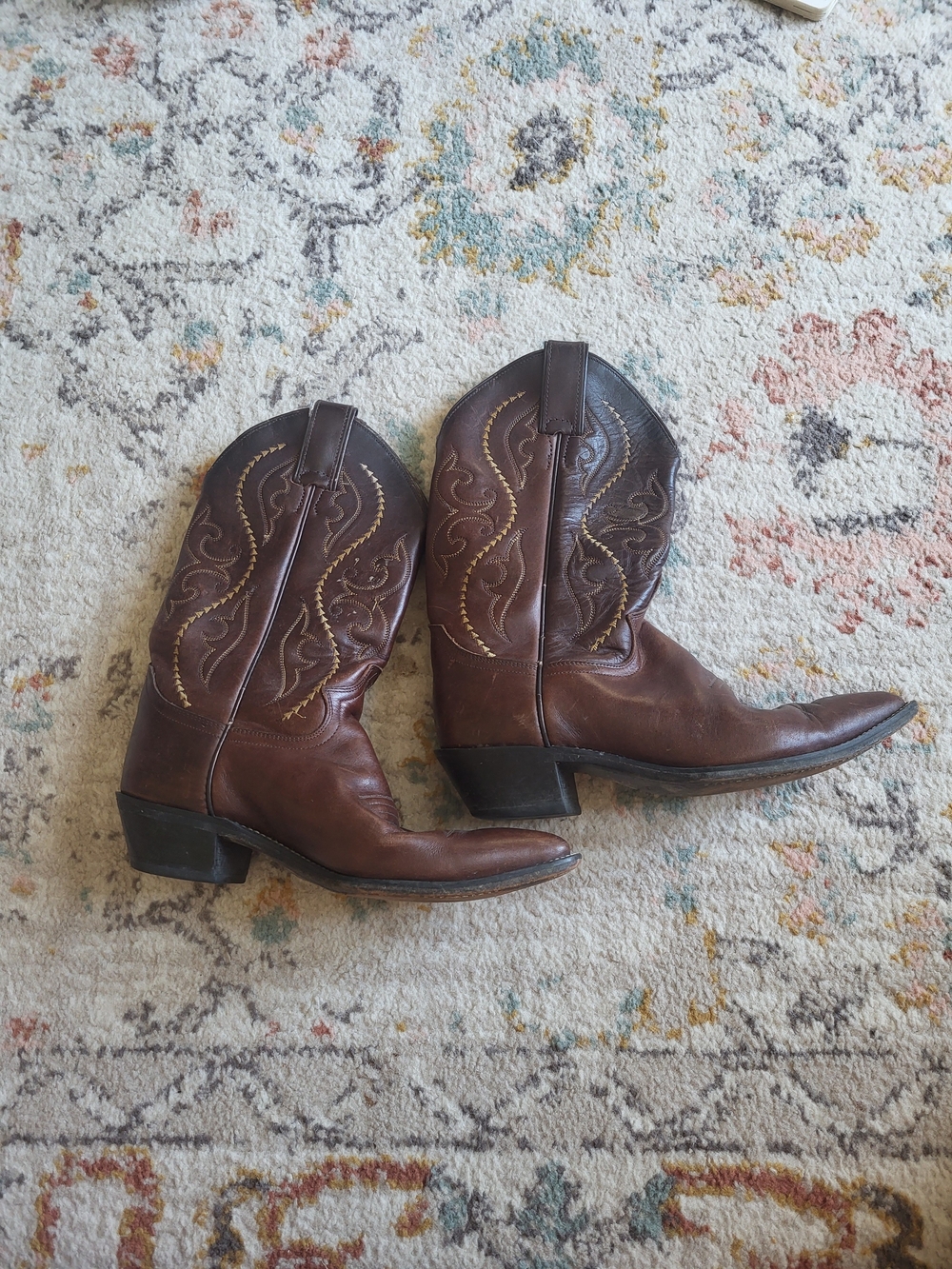 Justin Boots Brown Leather Women’s Western Heeled Cowboy Boots